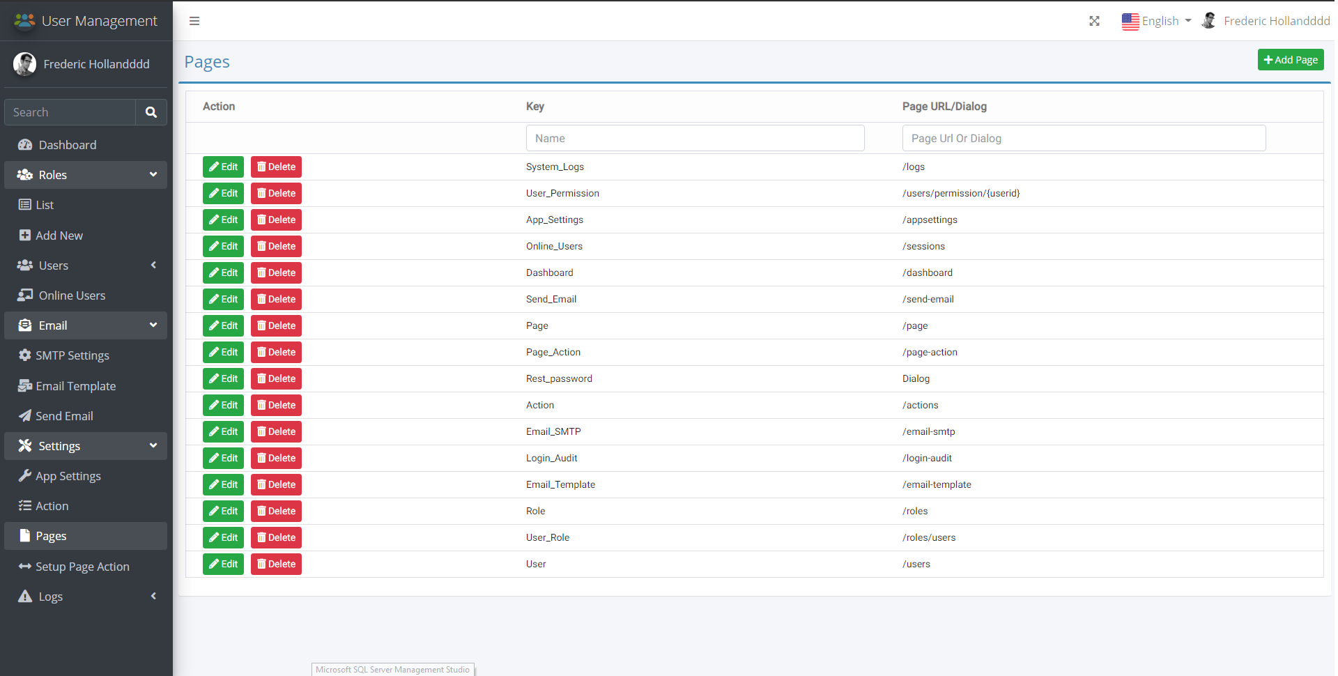 List of Pages or Dialogs